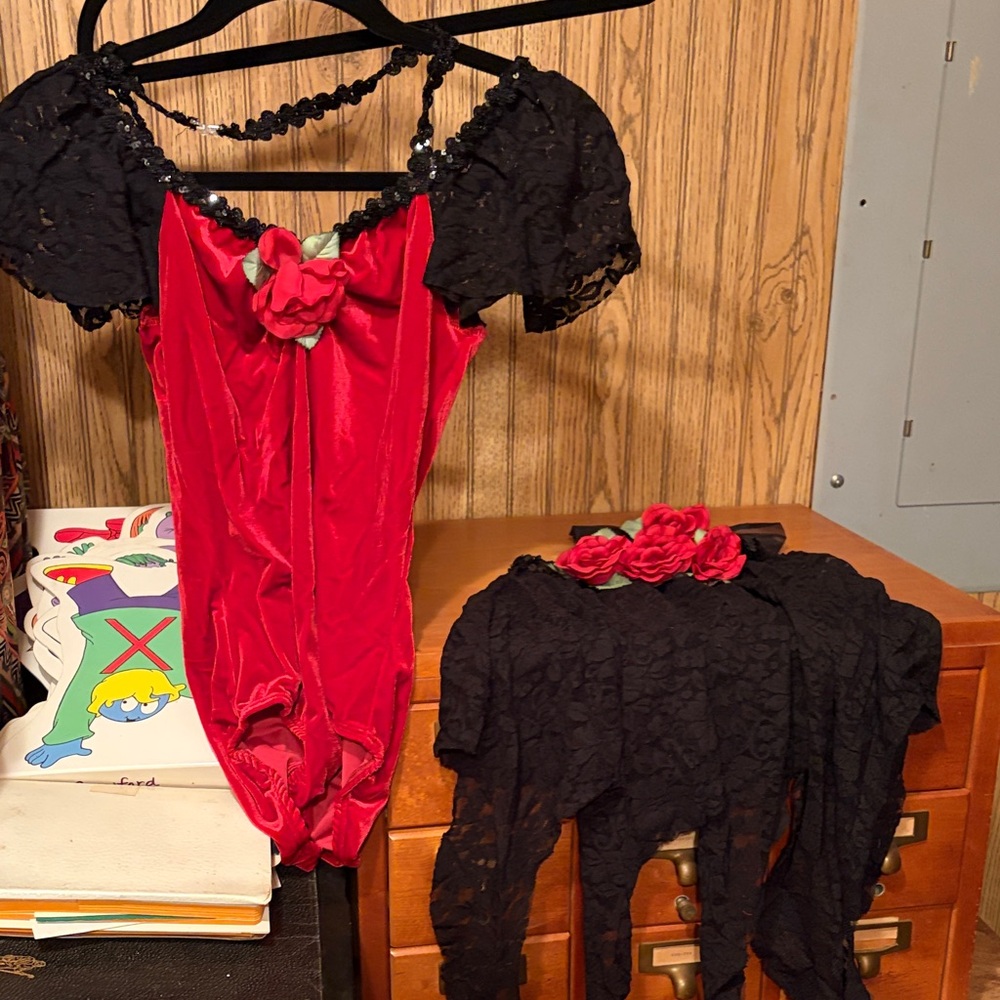 Elegant Kids Red and Black Dance Costume